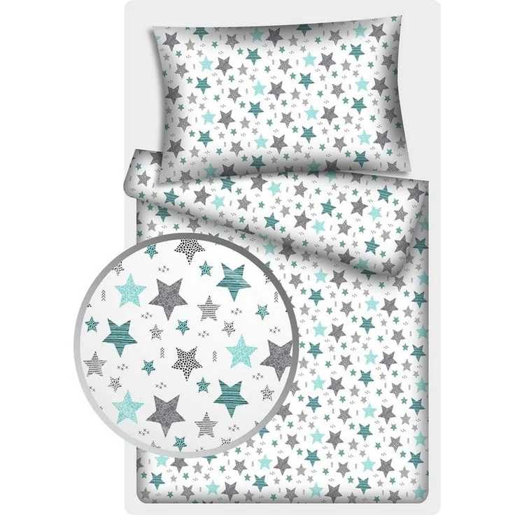 KiGATEX Kinderbettwäsche Stars Vario, 100% Baumwolle, 40x60 cm/100x135 cm – Bild 2