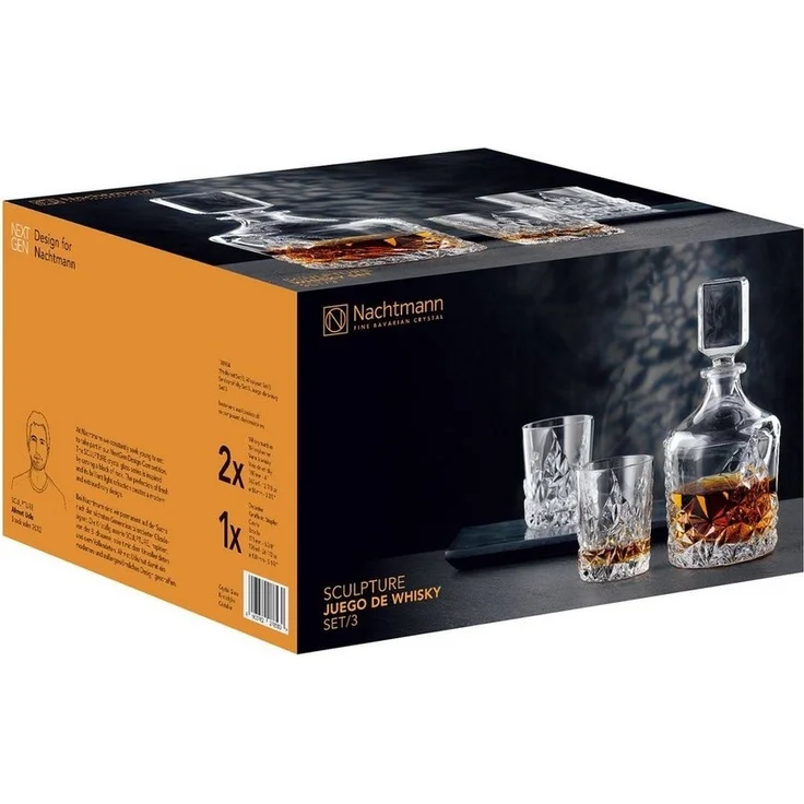Nachtmann Sculpture Whiskyset, 3-tlg, Whisky Becher, Whiskyglas, Whiskykaraffe, Kristallglas, 101984 – Bild 3