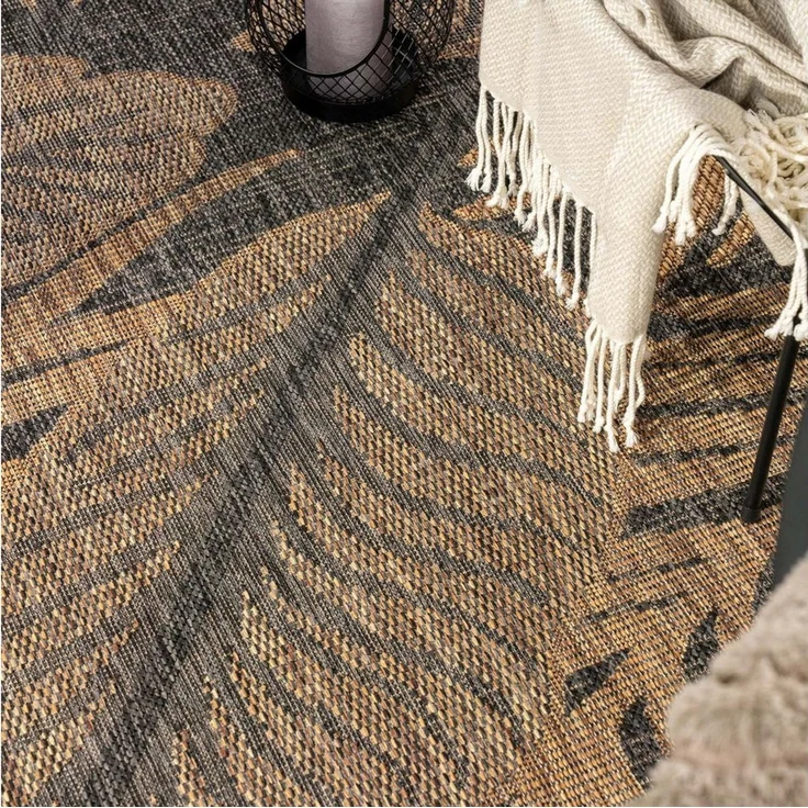 TaraCarpet Teppich Tara Carpet Columbia-Fashion Plant In & Outdoor auch für die Küche, rechteckig, Höhe: 5 mm, Balkon Terrasse Wintergarten Plant natur schwarz Esszimmer 80x150 – Bild 3