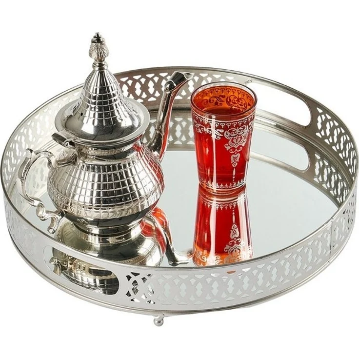 Marrakesch Orient & Mediterran Interior Tablett Spiegeltablett Rundes Tablett Nikita 30cm groß Ramadan Deko, Handarbeit – Bild 4