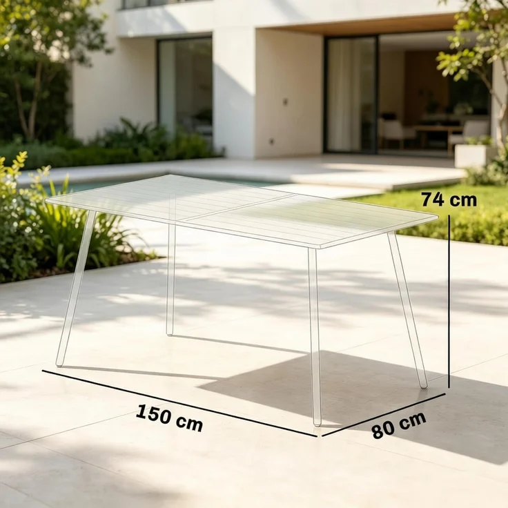Stilvoller Terrassentisch,Moderner Gartentisch,Praktischer Outdoor-Esstisch,Eleganter Tisch(nur mit Tisch)--Herde--150x80x74cm--YOUDENOVA – Bild 3