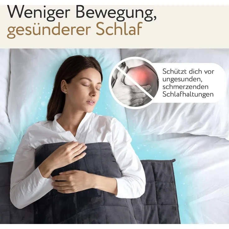 Herlag Gewichtsdecke 6kg 135x200cm Beschwerte Decke für erholsameren Schlaf, Füllung: 100% Polyester mit Feinen Glasperlen, Anti-Stress Therapiedecke – Bild 6