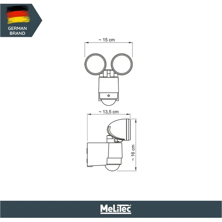 MeLiTec Außen-Wandleuchte MeLiTec LED Außenwandleuchte mit Bewegungsmelder, Strahler, Flutlicht, LED fest integriert, neutralweiß, LED Außenwandlamoe individuell verstellbar – Bild 3