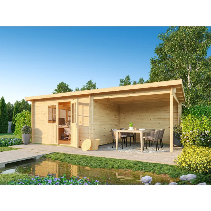 Fjordholz Pultdach Gartenhaus Modell Ezra 4J Natur – Bild 1