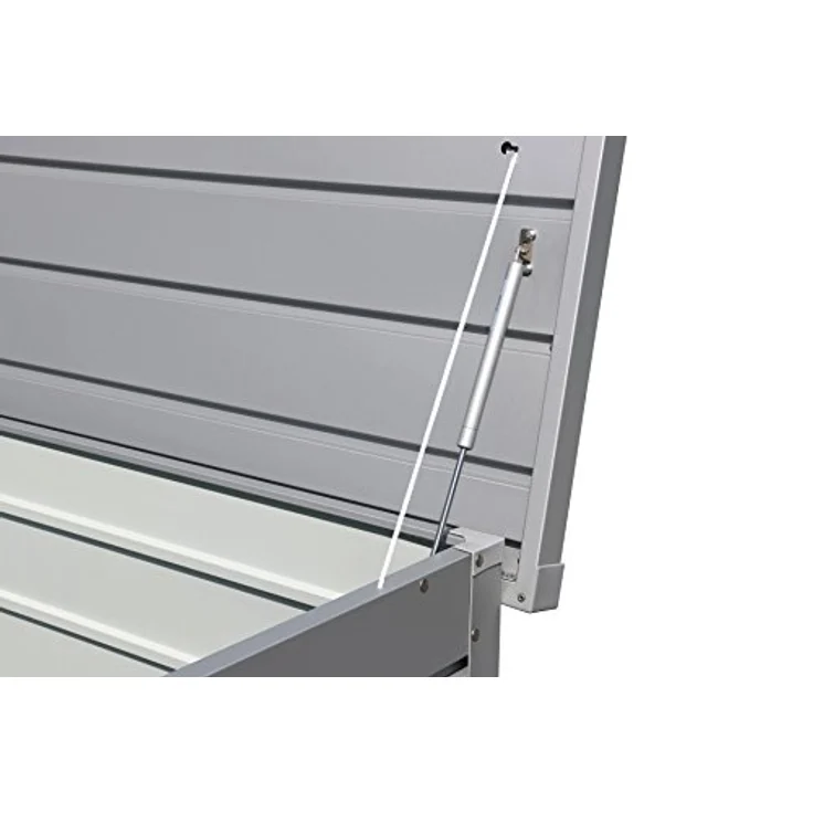 Duramax Palladium Kissenbox aus Metall groß (865 L) mit hydraulischer Gasdruckfeder und abschließbarem Griff mit Schlüssel, Terrassenbox und Gartenmöbelaufbewahrung, silver – Bild 5