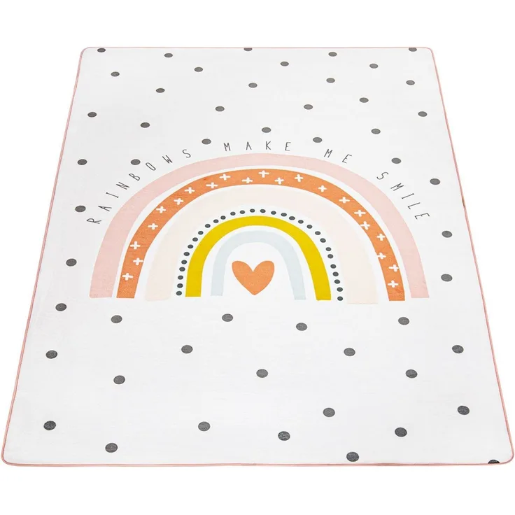 Paco Home Kinderteppich Chicos 552, rechteckig, Höhe: 2 mm, Flachgewebe, niedlich, Kinder Design, Motiv Regenbogen, Pastell-Farben