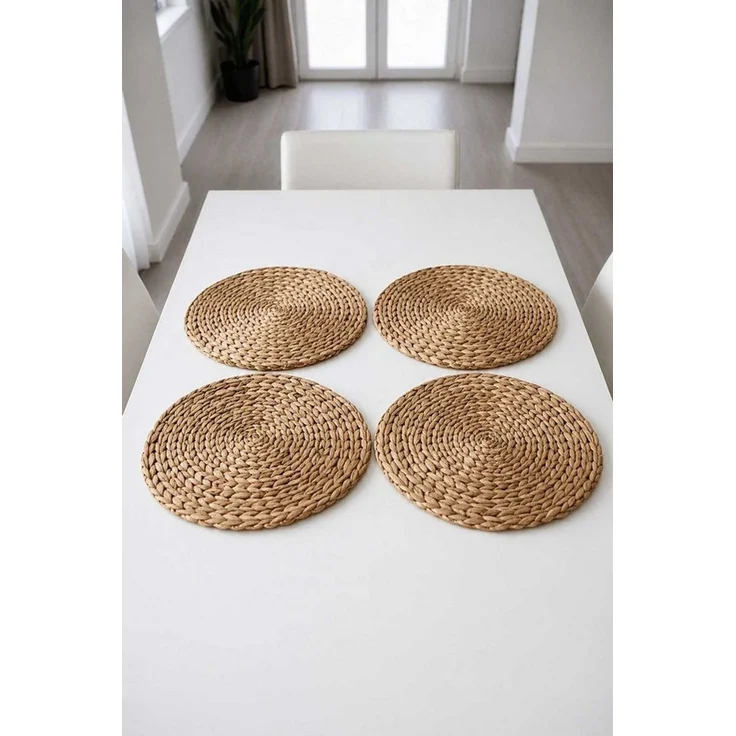 VIVANNO Platzset Wasserhyazinthe ILANA Rund - Natur Geflochten, (Set, 4-St), 30x1 cm – Bild 2