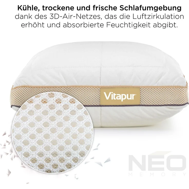 Vitapur KOPFKISSEN NEO Microfaser Weiß 40×80 (H 18.5 x T 40 x B 80 cm) – Bild 5