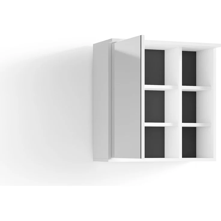 byLIVING Badezimmer Spiegelschrank WELLNESS mit LED-Beleuchtung & Steckdose / Moderner, 1-türiger Spiegel Hängeschrank in Melamin weiß / Wandschrank mit Spiegeltür / B 60, H 61, T 28 cm – Bild 5