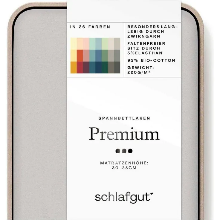 Schlafgut Spannbettlaken Premium, Gummizug: rundum, (1 Stück), Mako-Zwirn-Jersey, Grey Light, M 120x200 cm - 130x220 cm