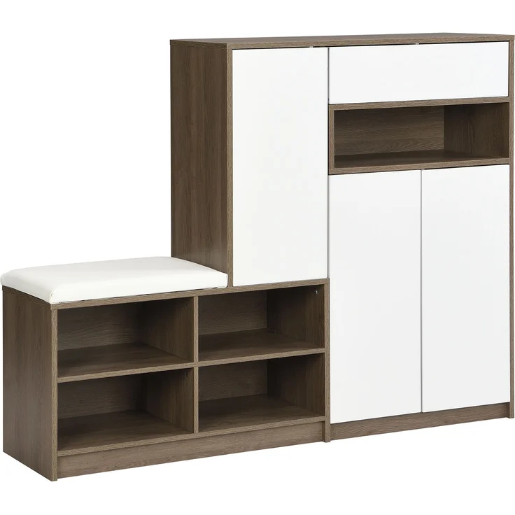 Merax Schuhaufbewahrungsbank & Schuhschrank, Schuhbank, multifunktionales Schuhregal mit gepolstertem Sitz, mit verstellbaren Regalen, weiß – Bild 10