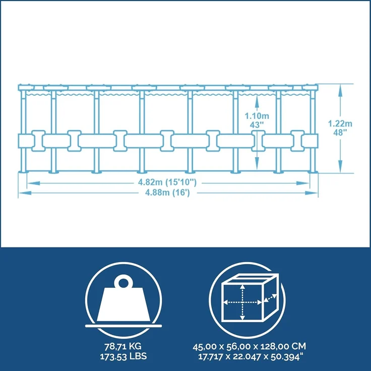 Bestway Steel Pro MAX Frame Pool Komplett-Set mit Filterpumpe Ø 488 x 122 cm , lichtgrau, rund – Bild 8