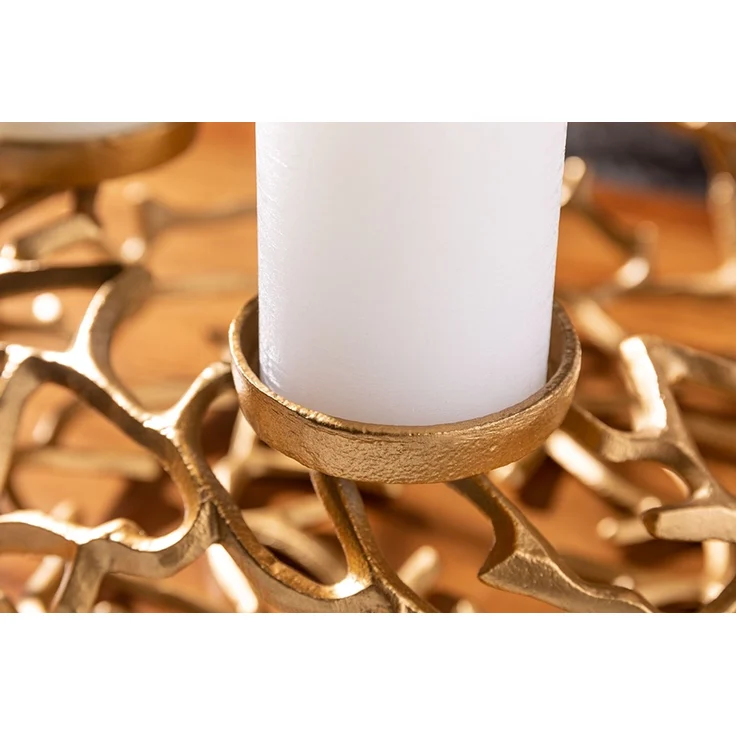 Stilvoller Kerzenständer Kranz CANDELA 38cm gold Aluminium Kerzenhalter – Bild 6