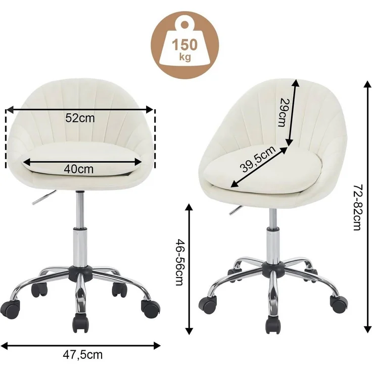 Woltu Bürostuhl (1 St), ergonomisch, Schminkstuhl, Schreibtischstuhl 150 kg belastbar – Bild 2
