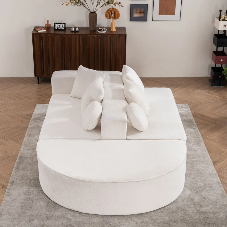 ZUBALIYA Modulares Sofa mit Chenille - Bezug, mit breiten Armlehnen, modular aufgebaut, mit Schaumstoffpolsterung – Bild 9