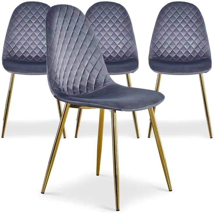 Menzzo Norway Polsterstühle, Velours, Silber, L44 X P56,5 X H87,5 cm