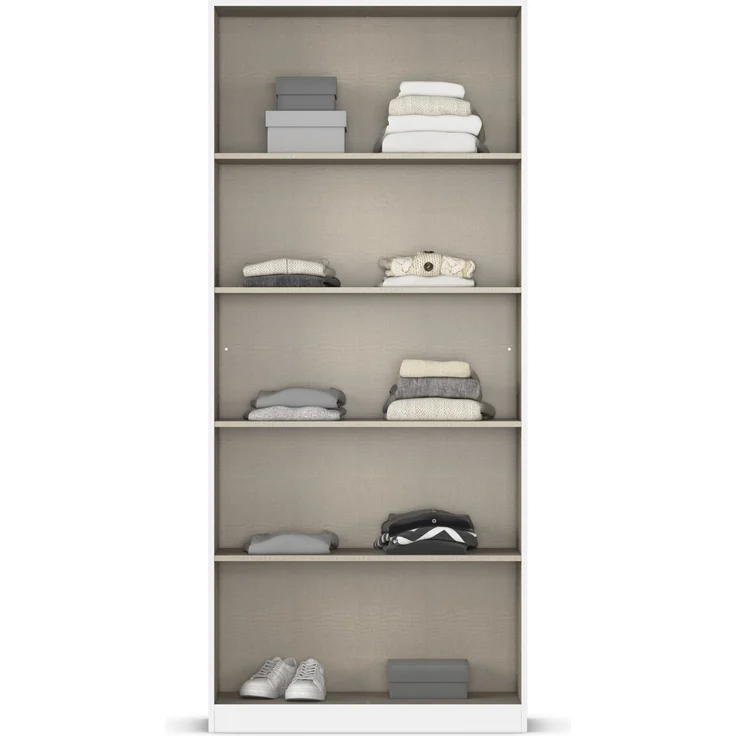rauch Acero, Garderobenschrank in moderner Loft-Optik, 2-türig, 2 Glastüren, mit 4 Einlegeböden, Farbe Weiß, BxHxT 91x210x41cm – Bild 5