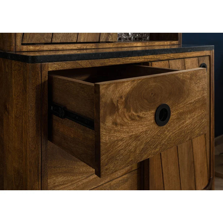 Buffet Mango 80x45x180 braun geölt / dunkler Granit LOS ANGELES #104 – Bild 4
