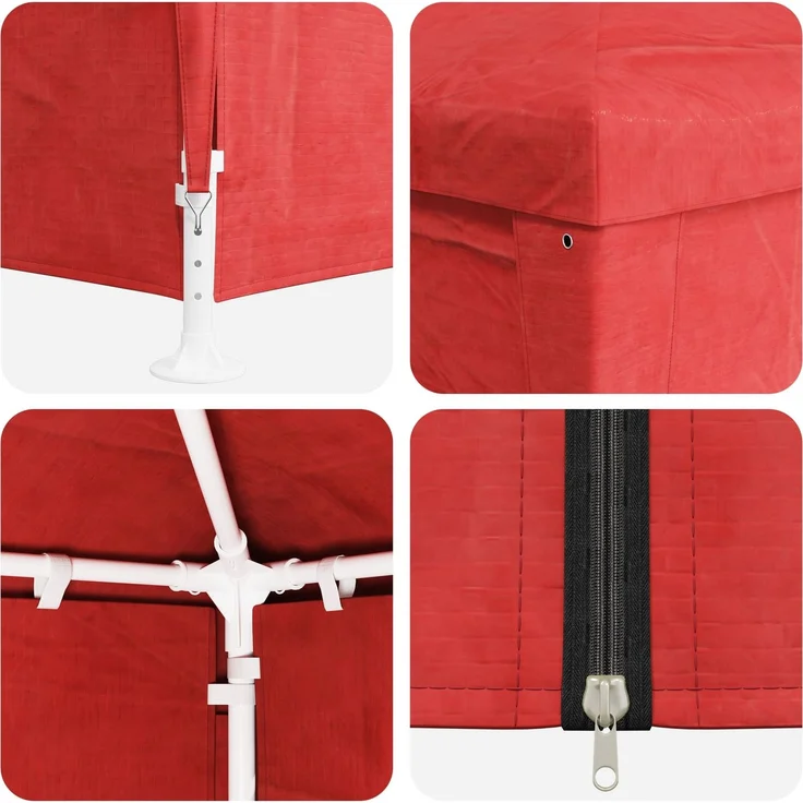 vidaXL Party-Zelt Rot 400 x 300 x 255 cm PE und Stahl 42032347 – Bild 7