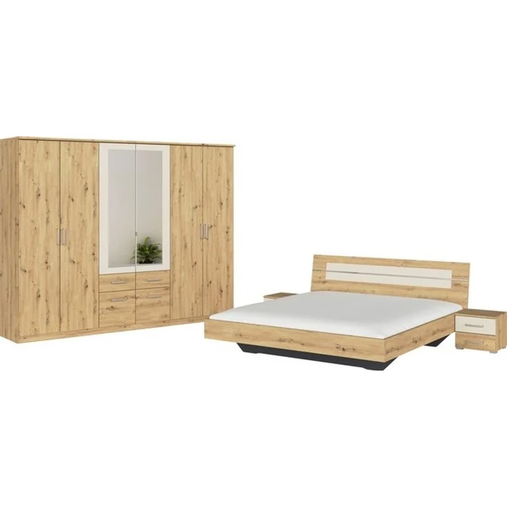 rauch Schlafzimmer-Set Komplettschlafzimmer Schlafzimmer BURANO mit Schrank in 3 Breiten, (Set, 4-tlg), Bett 180x200 cm und 2 Nachttische MADE IN GERMANY – Bild 4