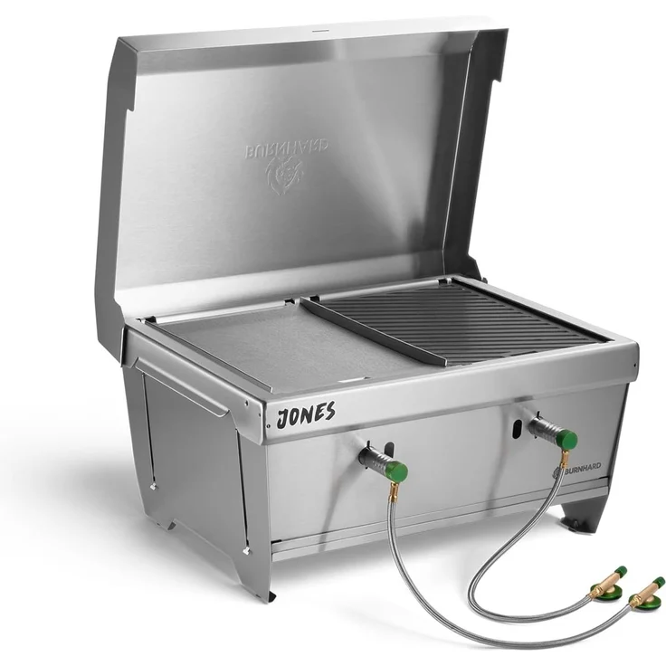 BURNHARD Plancha Grillplatte Edelstahl für Gasgrill JONES, 3mm Materialstärke, Pfannenfunktion, spülmaschinengeeignet, ideal für Fisch, Burger, Eier & Beilagen - 18,9 cm x 29,2 cm x 1,5 cm - Multi-Color - #945097 – Bild 5