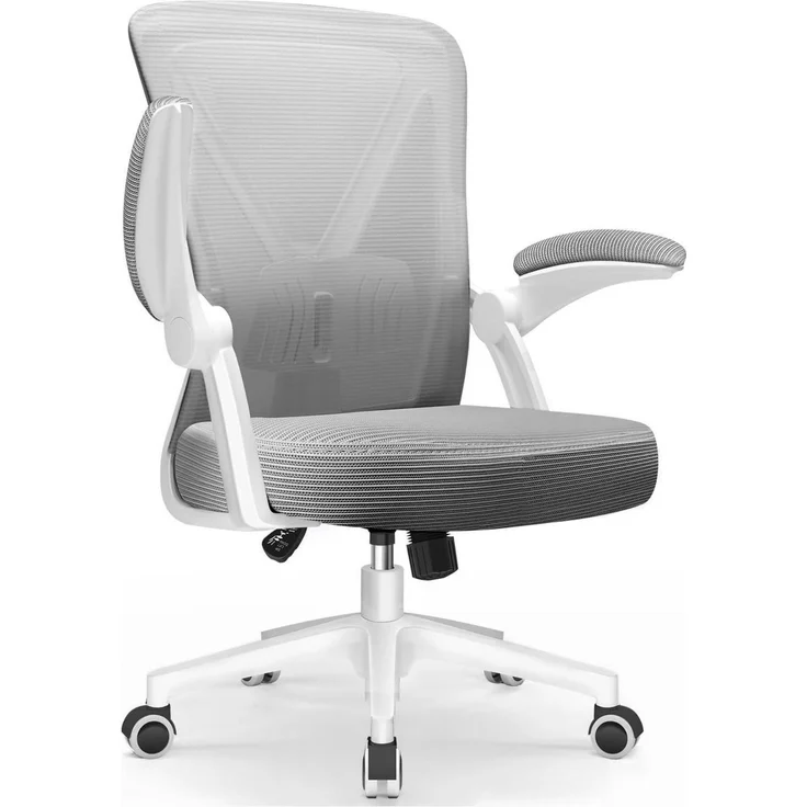 Bürostuhl Lendenstütze Armlehnen Wippfunktion 150kg Grau Model 2 – Bild 1