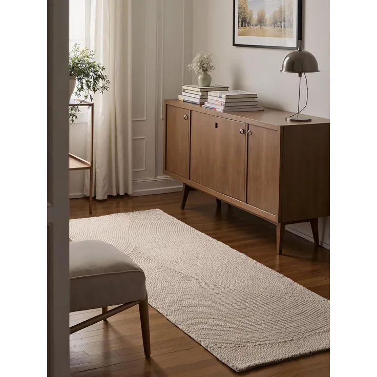 HANSE Home Wollteppich Calmio, auch als Läufer und in rund, rechteckig, Höhe: 18 mm, Handgetuftet, Wolle, Natur, Wohnzimmer, Schlafzimmer, Skandi, Hygge