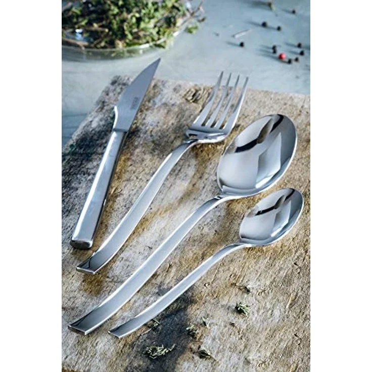 Monix Génova Besteck-Set, 24-teilig, hochglanzpolierter Edelstahl, 18-10, mit Steakmesser, modernes Design, 2,5 mm dick – Bild 4