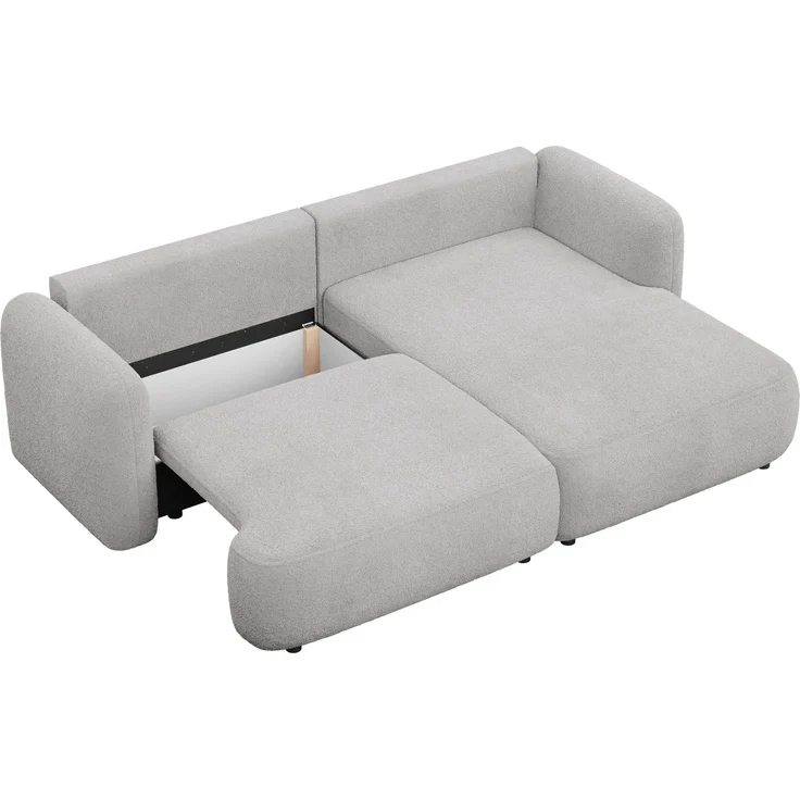 Selsey Tvoya Ecksofa mit Schlaffunktion, Ottomane rechts, Bouclé Hellgrau – Bild 7
