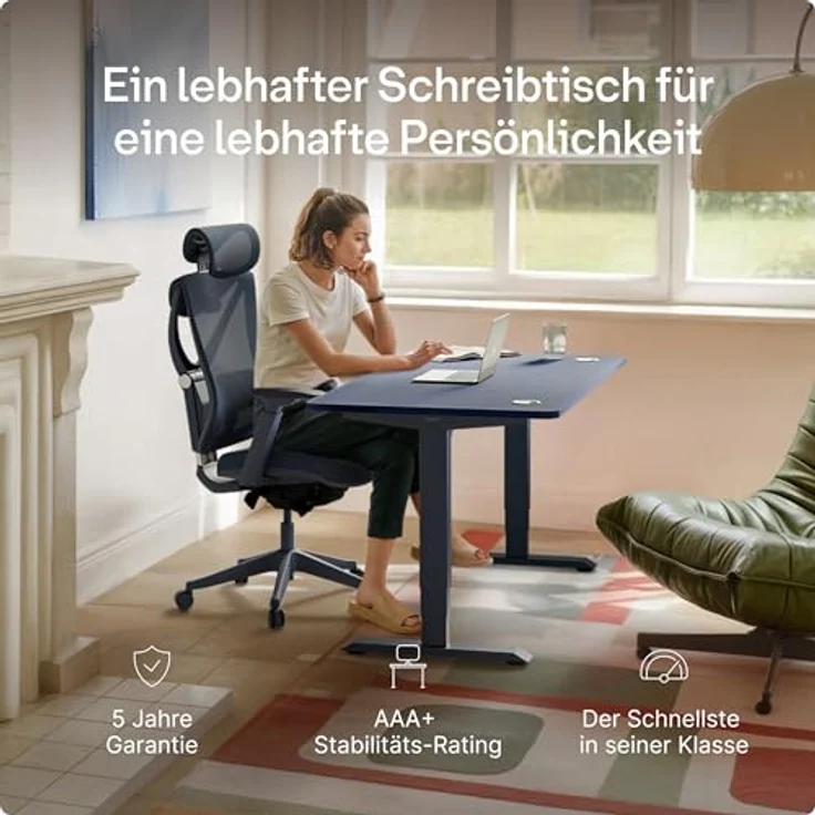 Desktronic Höhenverstellbarer Schreibtisch (120x60 cm) – Elektrisch höhenverstellbar mit flüsterleisem Dual-Motor & Touchscreen – Hohe Tragfähigkeit – Stehtisch HomePro – Bild 3