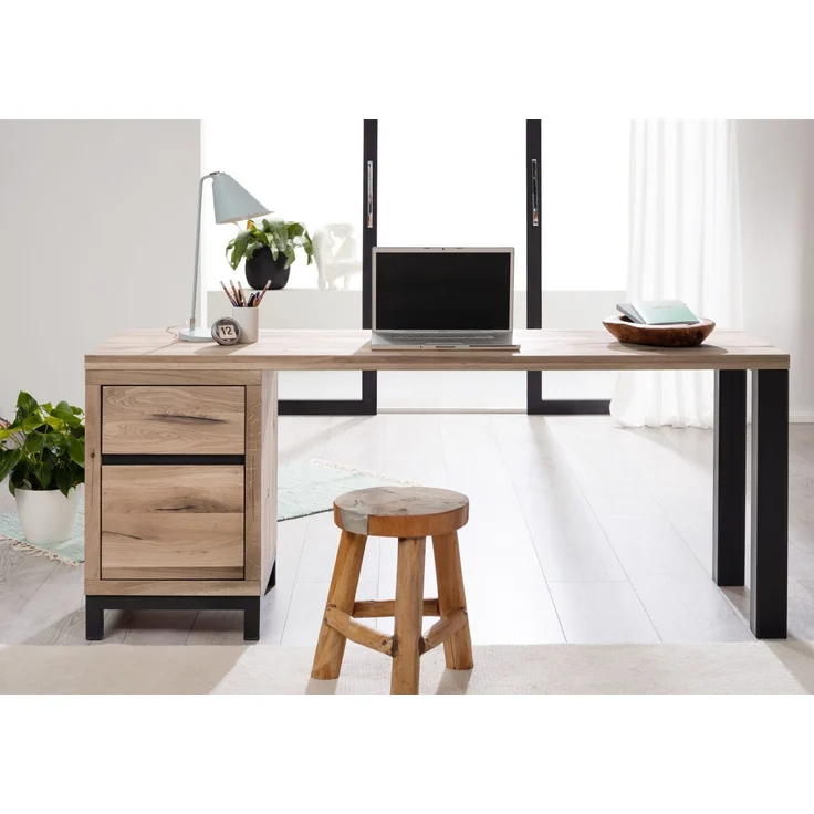 Schreibtisch Wildeiche 220x55x76 bianco geölt VILLANDERS #245 – Bild 3