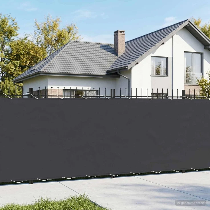 vidaXL Balkon-Sichtschutz 1,8 x 15 m Stoff mit PU-Beschichtung Schwarz 42036792 – Bild 2