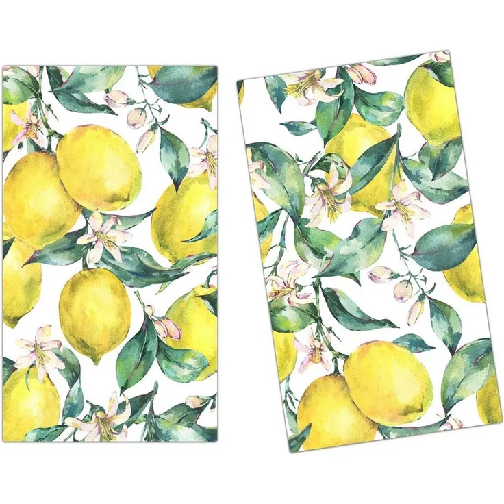 Primedeco Herd-Abdeckplatte Herdabdeckplatte Spritzschutz aus Glas Zitronenmuster, Glas, (2 tlg)
