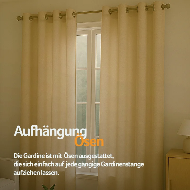 Gardine mit Ösen *** x *** cm ( Breite x Länge ) in ***, blickdichter Vorhang, Ösenvorhang in vielen Variationen 140x145 cm Beige – Bild 6