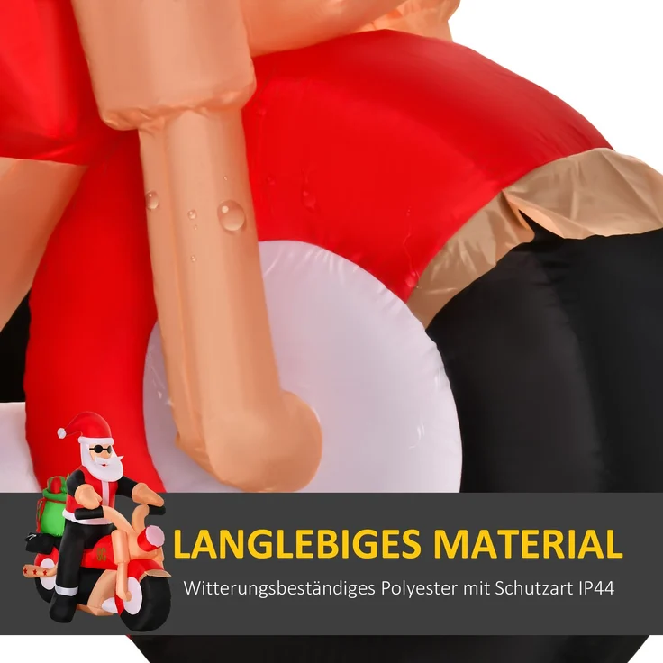 HOMCOM Aufblasbare Weihnachtsdekoration, Polyester, Weiß+Rot+Grün, 180B x 90T x 165H – Bild 5