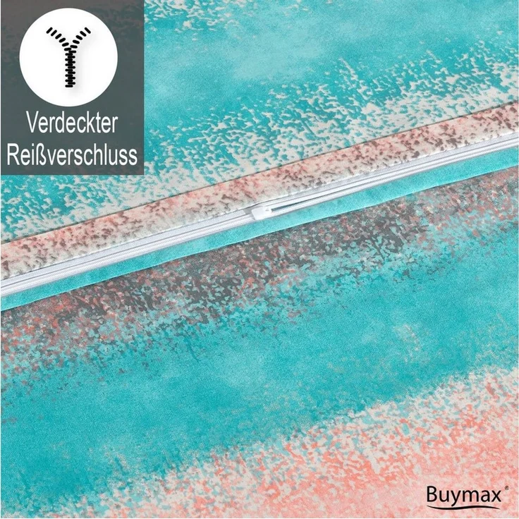 Buymax Bettwäsche Belissim Bettbezug-Set, Renforce: 100% Baumwolle, 3 teilig, 200x200 cm, mit Reißverschluss, Streifen, gestreift, Rose-Türkis – Bild 4