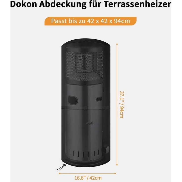 Dokon Wetterschutzhülle für Enders Terrassenheizer 600D Oxford Schwarz – Bild 2