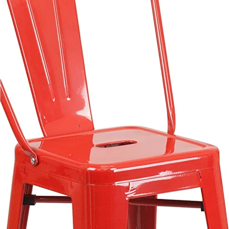 Flash Furniture Lily Hocker in handelsüblicher Qualität, 61 cm hoch, Metall, für drinnen und draußen, mit Abnehmbarer Rückenlehne, Rot, 4 Stück – Bild 10