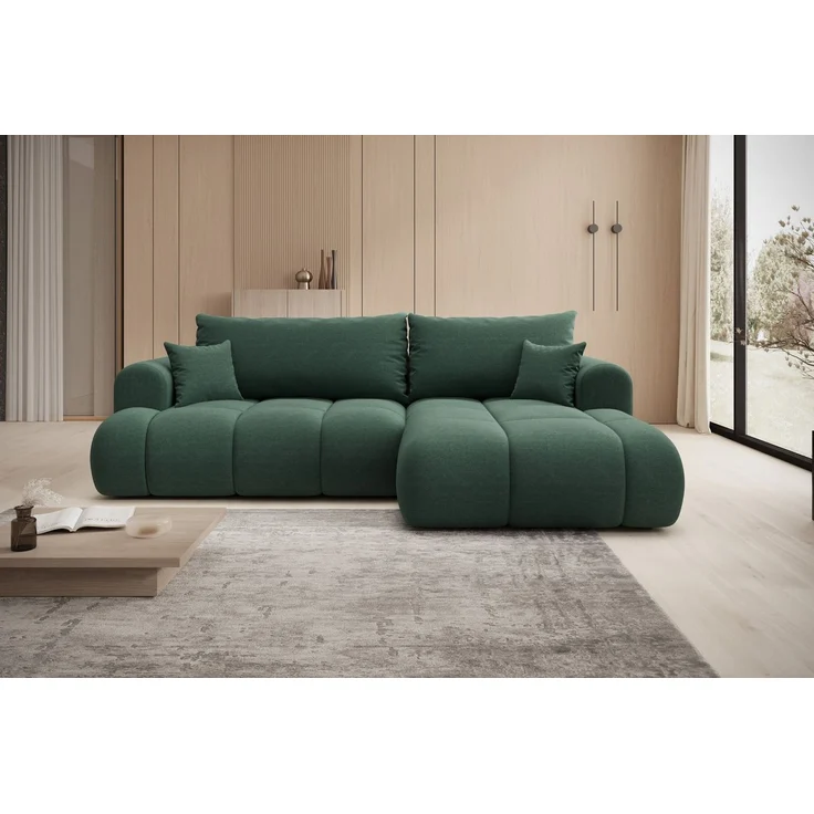thematys Ecksofa TREVIO 260 x 165 cm, mit Schlaffunktion, mit Bettkasten, Grün (Element 12), Ausrichtung rechts – Bild 3