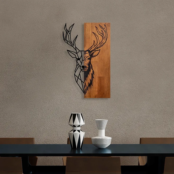 Wallity Wanddekoobjekt 100% WOODEN (Thickness: 3 cm) / METAL (Thickness: 1,5 mm), 33 x 58 cm