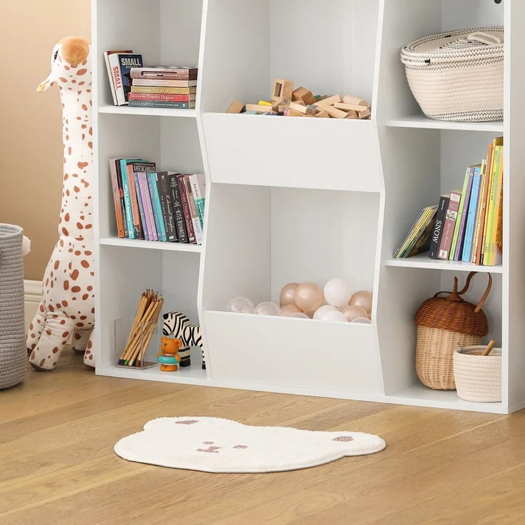 SoBuy KMB55-W Kinderregal, MDF, Papierfurnier, Weiß, 106 x 104 x 30 cm – Bild 6