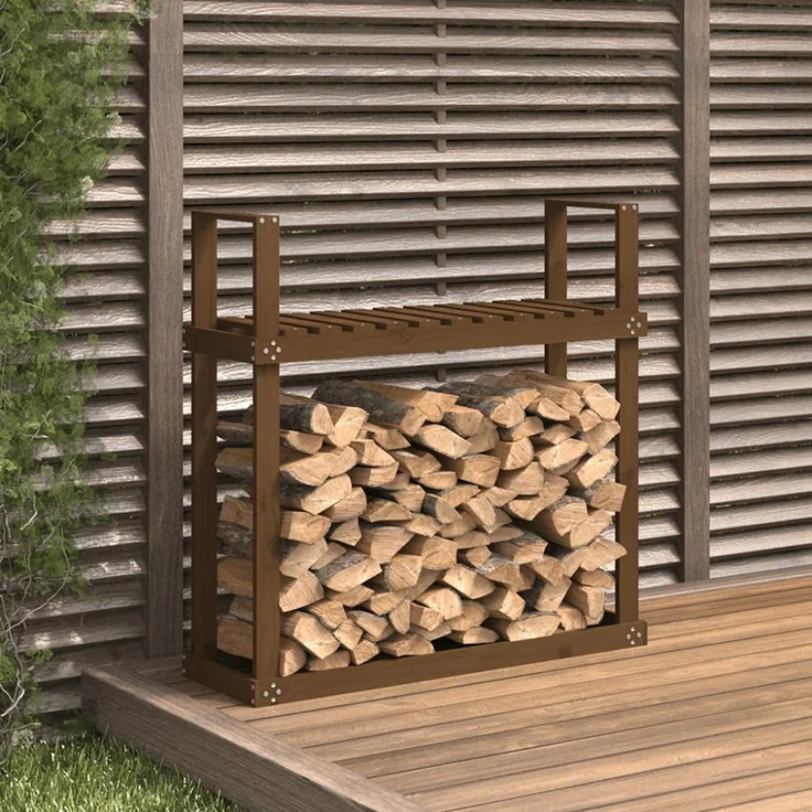 vidaXL Kaminholzregal Honigbraun 110x35x108,5 cm Massivholz Kiefer 823860 – Bild 1