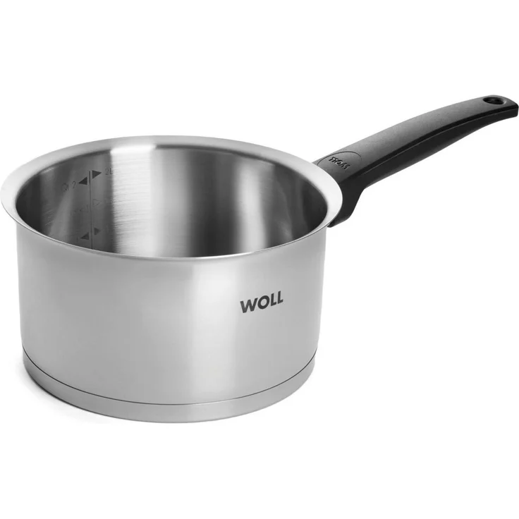 WOLL Stieltopf Concept Premium-Edelstahl 18/10 Ø 18 cm 2,5 L Alu‑Kapselboden Induktion Alle Herdarten bis 200 °C Glasdeckel mit Schüttrand & Messskala Spülmaschinenfest – Bild 2