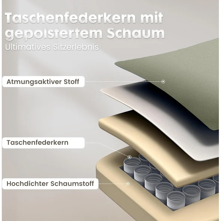 GTPLAYER Gaming Stuhl Bürostuhl Ergonomisch Gaming Sessel mit Kopfstütze und Cloud-Lendenkissen, Gepolstert Gaming Chair mit Fußstütze, Drehsessel,150kg Kapazität, Grün – Bild 4