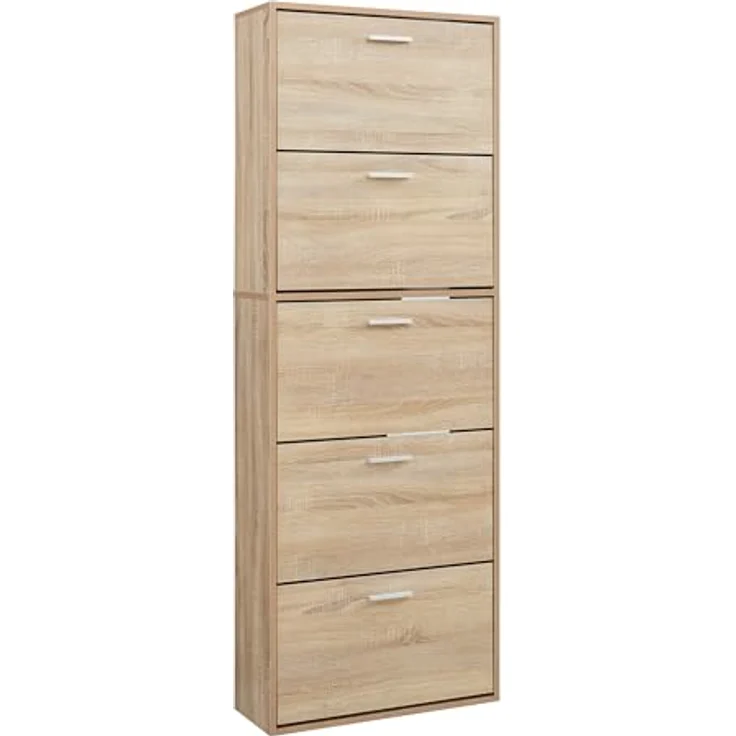 Schuhschrank Sykkylven 169x60x24 cm mit 5 Klappen Sonoma-Eiche [en. casa] – Bild 4