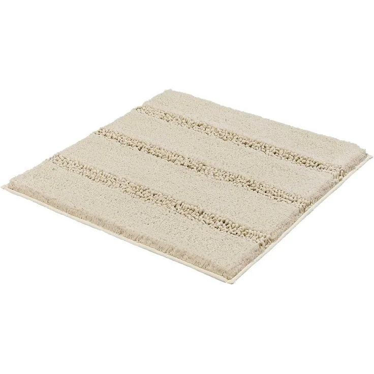 Badematte MONROVIA, 60x60 cm, Beige, Gestreift, Höhe 23 mm, rutschhemmend beschichtet, fußbodenheizungsgeeignet, Polyester, rechteckig
