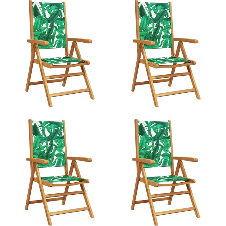 vidaXL Gartenstühle Verstellbar 4 Stk. Grün Stoff und Massivholz 3214550 – Bild 1