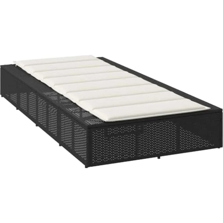 vidaXL Sonnenliege mit schwebender Auflage, Schwarz, Poly Rattan, verstellbare Rückenlehne, robustes Design – Bild 7