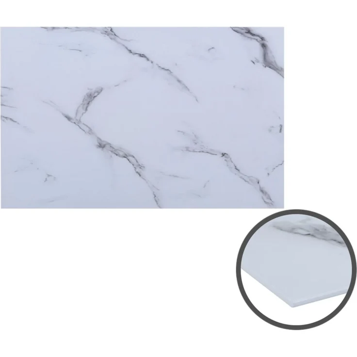 HOOZ Tischplatte aus Glas 100 x 60 x 0,6 cm (Marmorweiß, 1 St, ESG-Sicherheitsglas), mit hochwertigem Facettenschliff