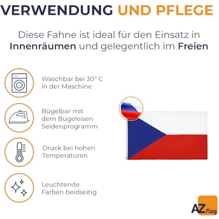 AZ FLAG - Flagge Tschechien - 90x60 cm - Tschechische Fahne 100% Polyester mit Messing-Ösen - 50g – Bild 5